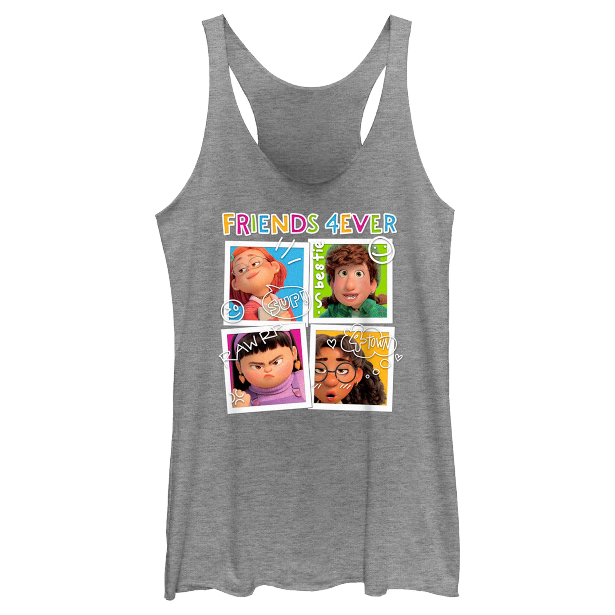 Women’S Turning Red Friends 4Eva Polaroids Racerback Tank Top