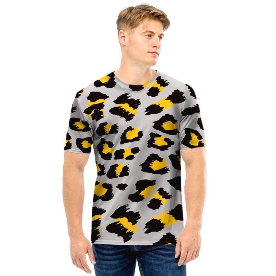 Grey Leopard Men T Shirt