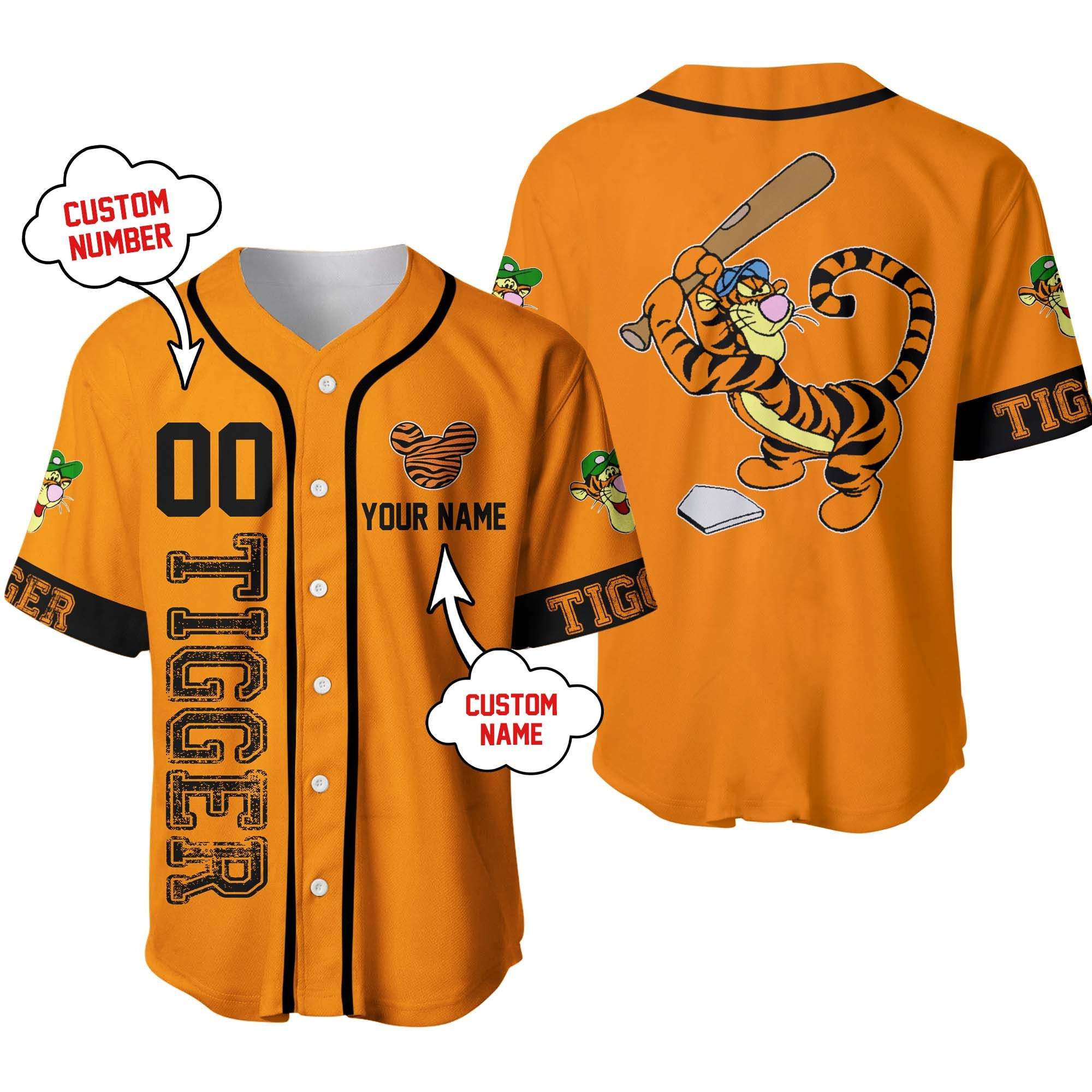 Tigger Tiger Orange Black Custom Baseball Jersey