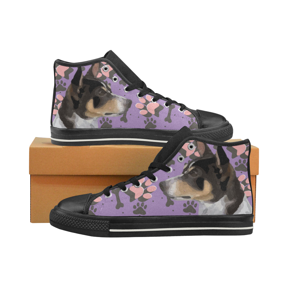 Rat Terrier Black High Top Canvas Shoes for Kid