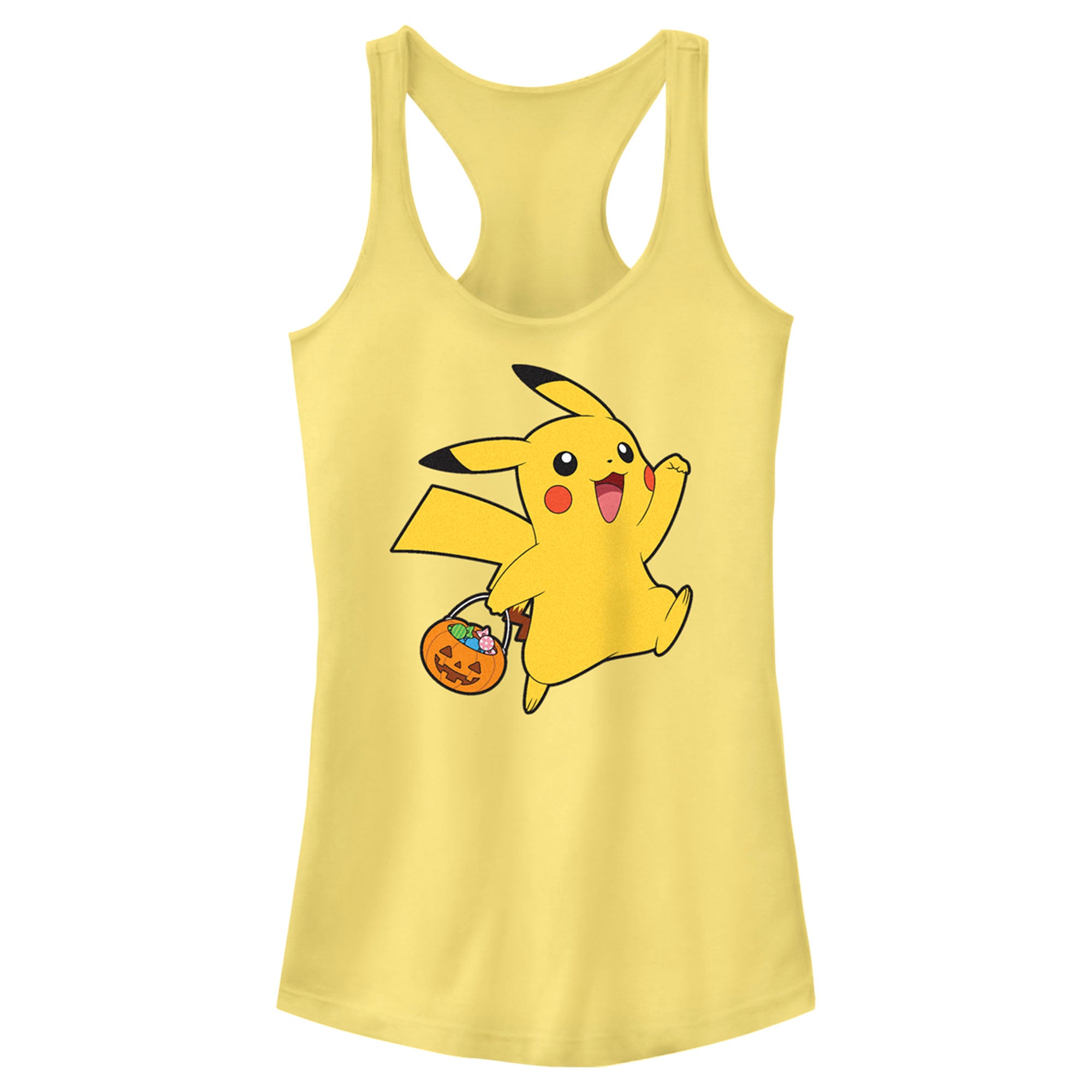 Junior’S Pokemon Halloween Trick-Or-Treating Pikachu Racerback Tank Top