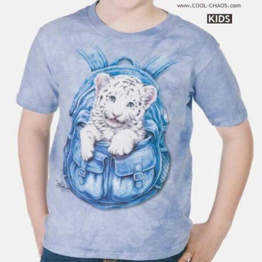 White Tiger T-Shirt/Blue Tie-Dye,Kayomi Harai,Art/Kitty,Cubs,Backpack Puppy Tee