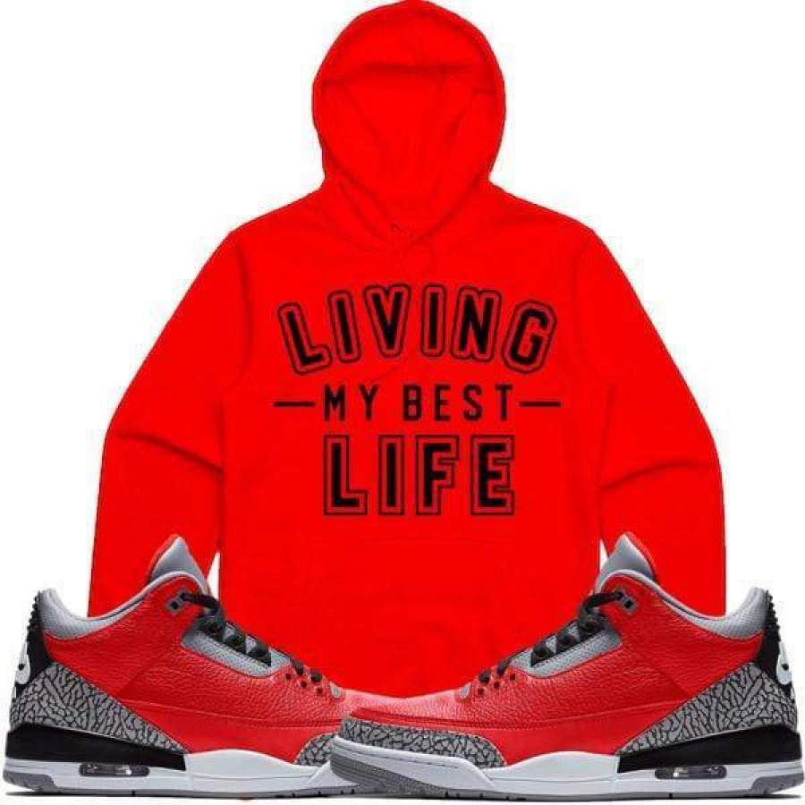 Jordan Retro 3 “Red Cement” Elephant – BEST LIFE Sneaker Hoodie