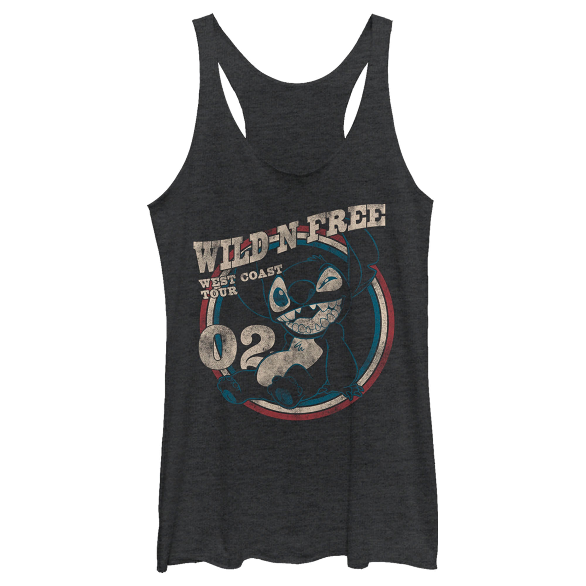 Women’S Lilo & Stitch Wild And Free Distressed Racerback Tank Top