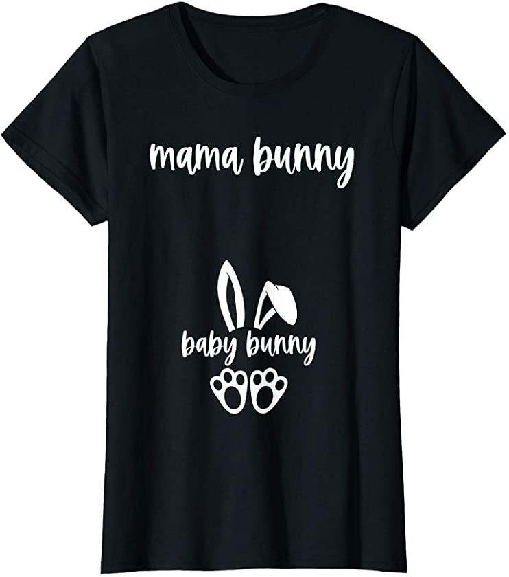 Womens Funny Easter Pregnancy Announcement Mama Bunny Baby Bunny T-Shirt