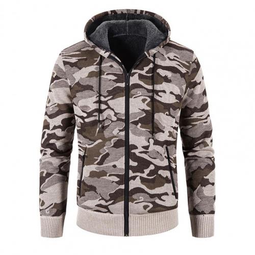 Casual Men Jacket Coat Hooded Pockets Camouflage Windbreaker Warm Thick Cardigan Zipper Outerwear Winter alx