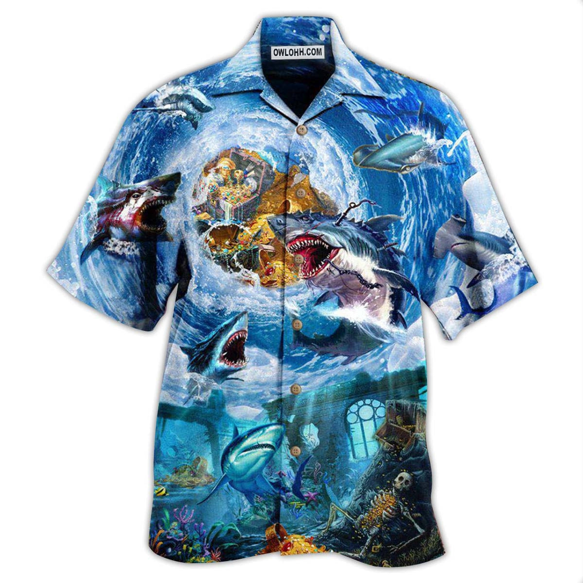 Shark Treasure Blue Ocean – Hawaiian Shirt  – Owl Ohh