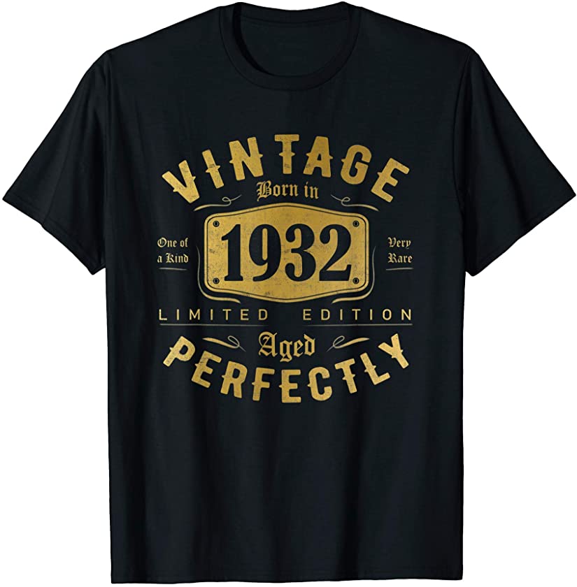 89th Birthday Gifts for Women Men 89 year old Vintage 1932 T-Shirt