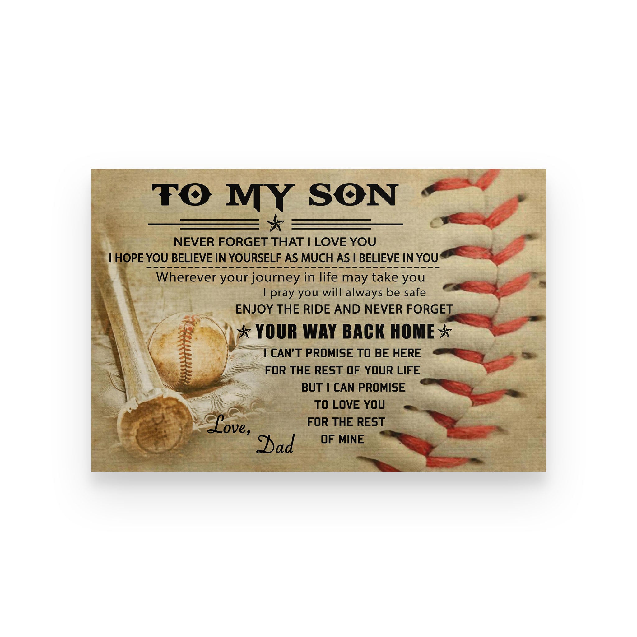 baseball poster dad to son never forget that i love you vs2