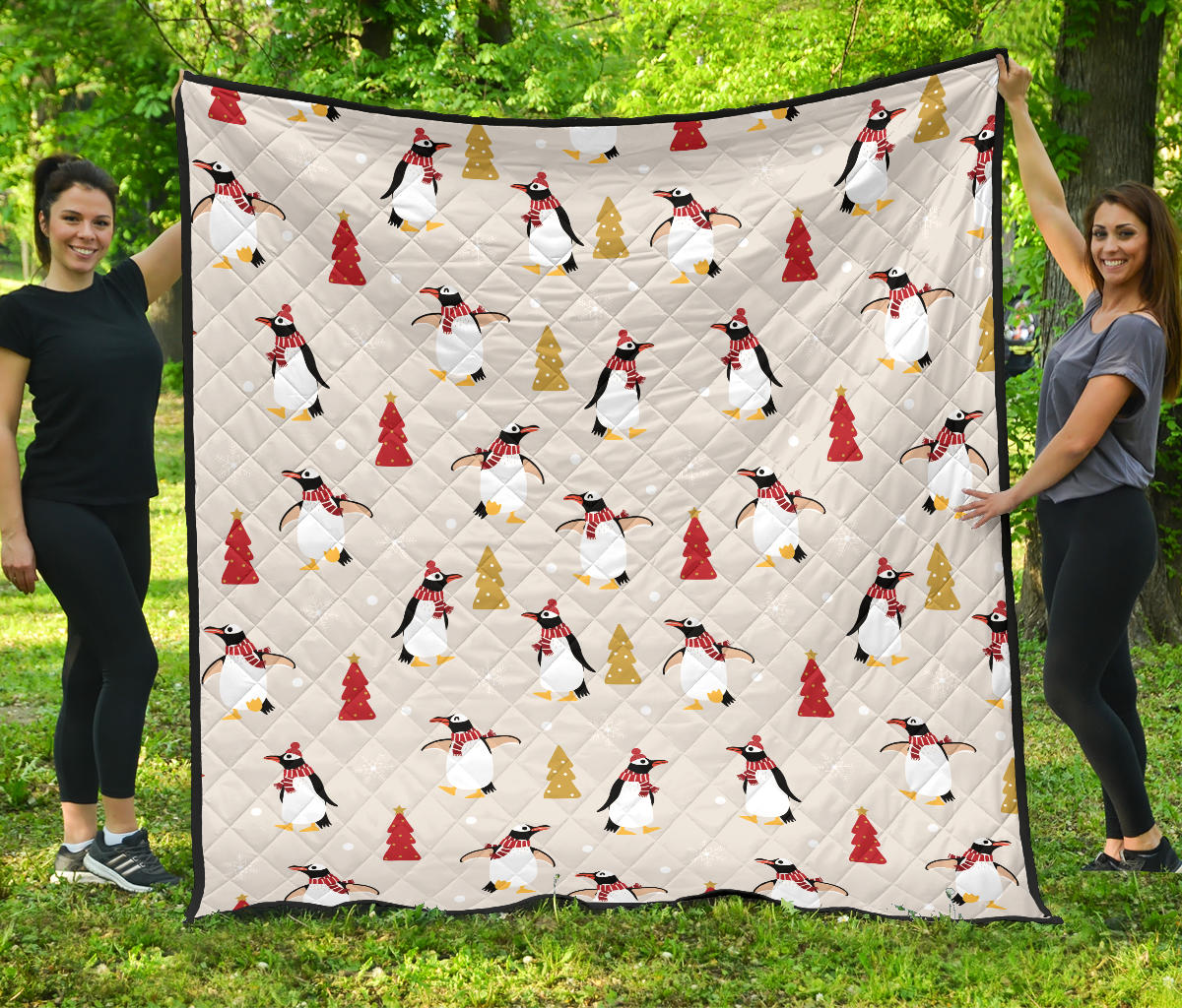 Penguin Christmas Tree Pattern Premium Quilt