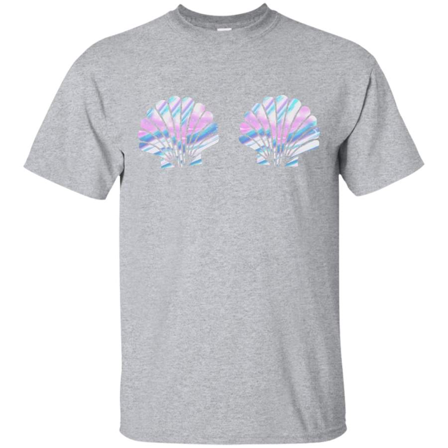 AGR aqua blue pearl pink seashells girly mermaid shell shirt