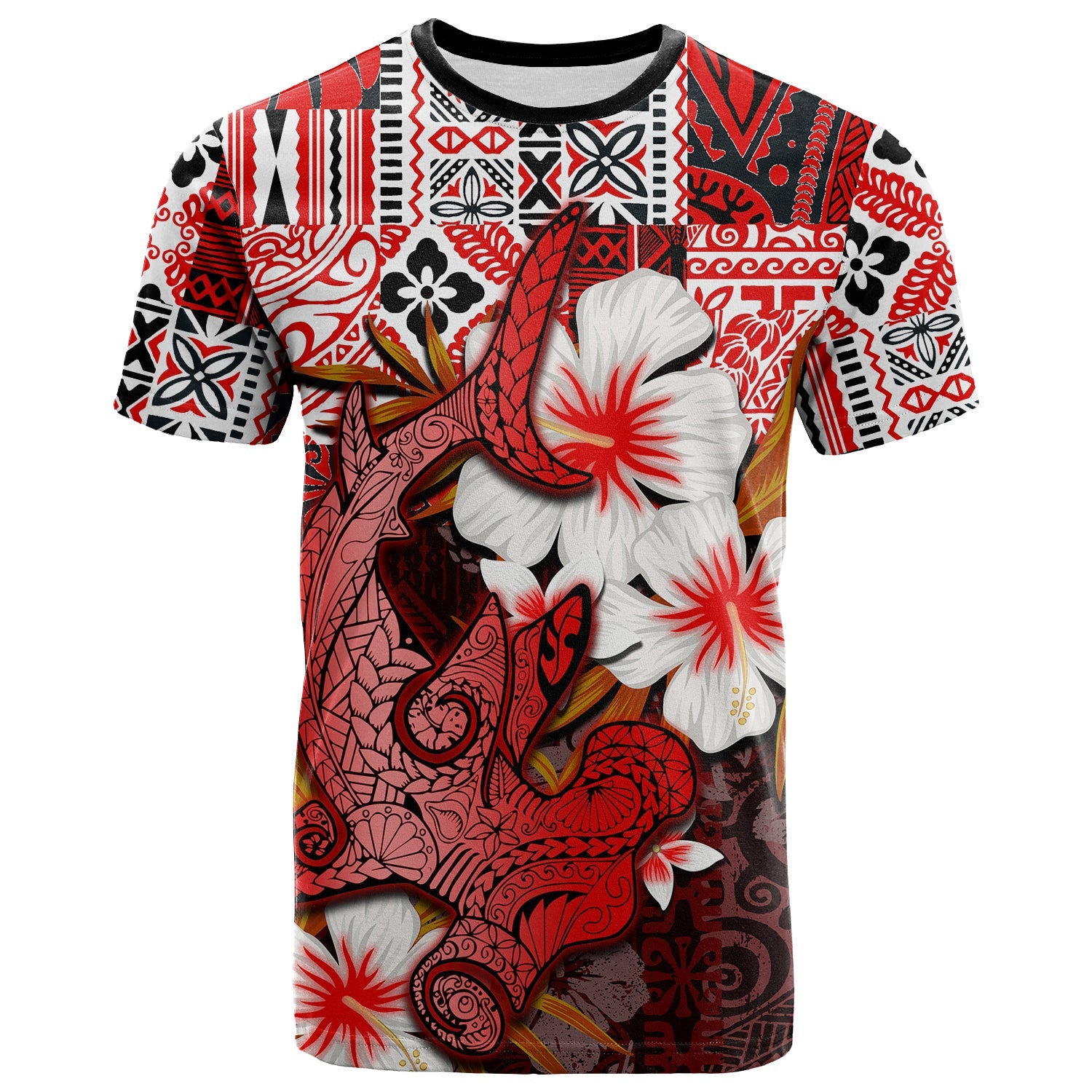 Hammerhead Shark T Shirt Hawaiian Style Red Ha97696