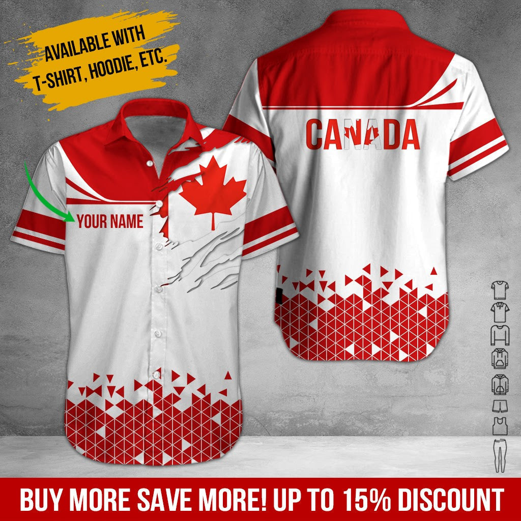 Love Canada Custom Name Aloha Hawaii Shirts For Men Women Ha100009