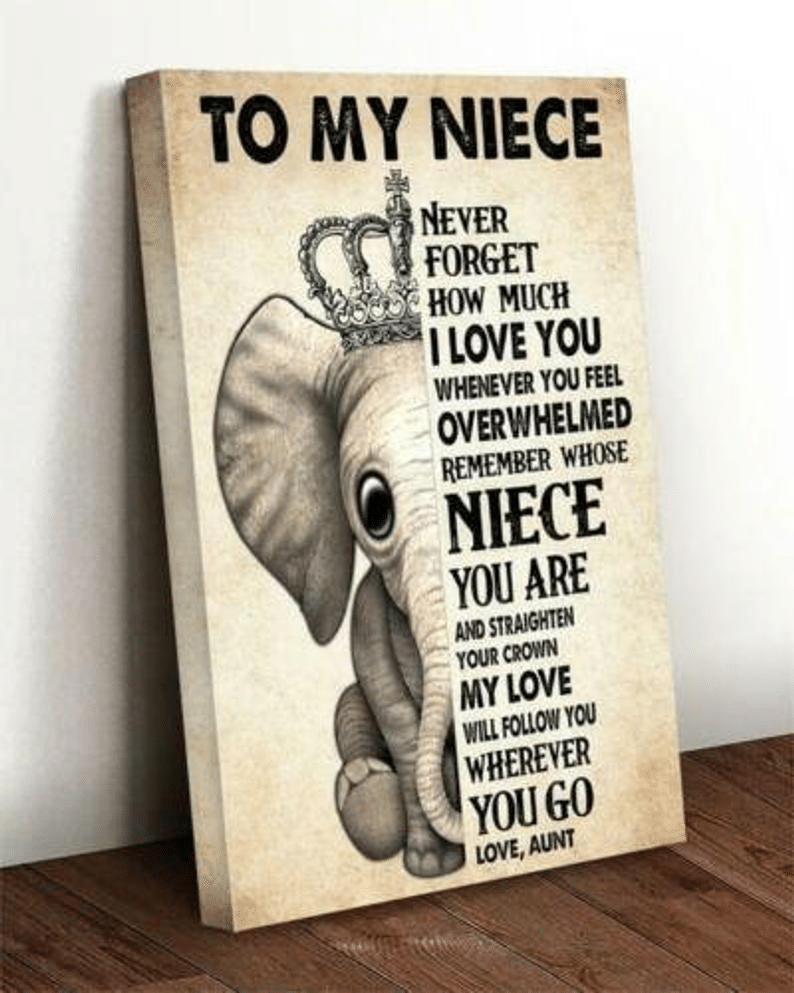 To My Niece Never Forget How Much I Love You Elephant Canvas