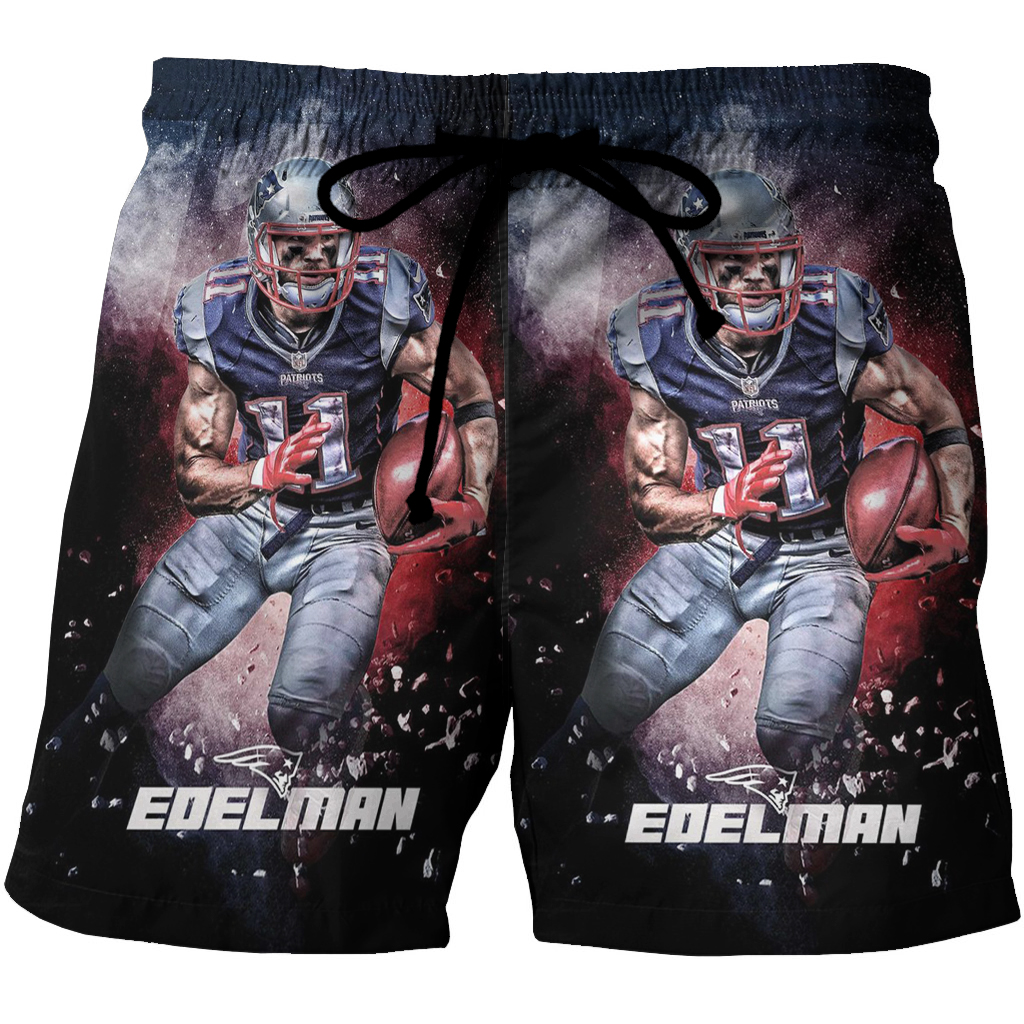 New England Patriots Julian Edelman1 3D All Over Print Summer Beach Hawaiian Short