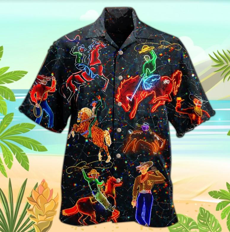 Cowboy Neon Aloha Hawaii Shirts For Men Women Ha80544