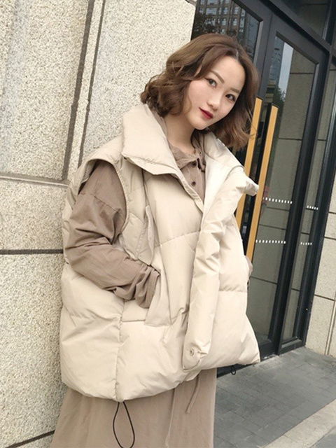 2022 Autumn Winter Loose Women Short Vest Windbreaker Thick Warm Coat Gilets Female Waistcoat Korean Sleeveless Jacket Weste alx