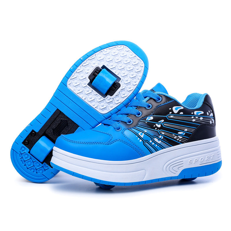 Children Double Wheels Kids Fashion Sneakers With Two Wheels Boys Girls Jazzy Junior Roller Skate