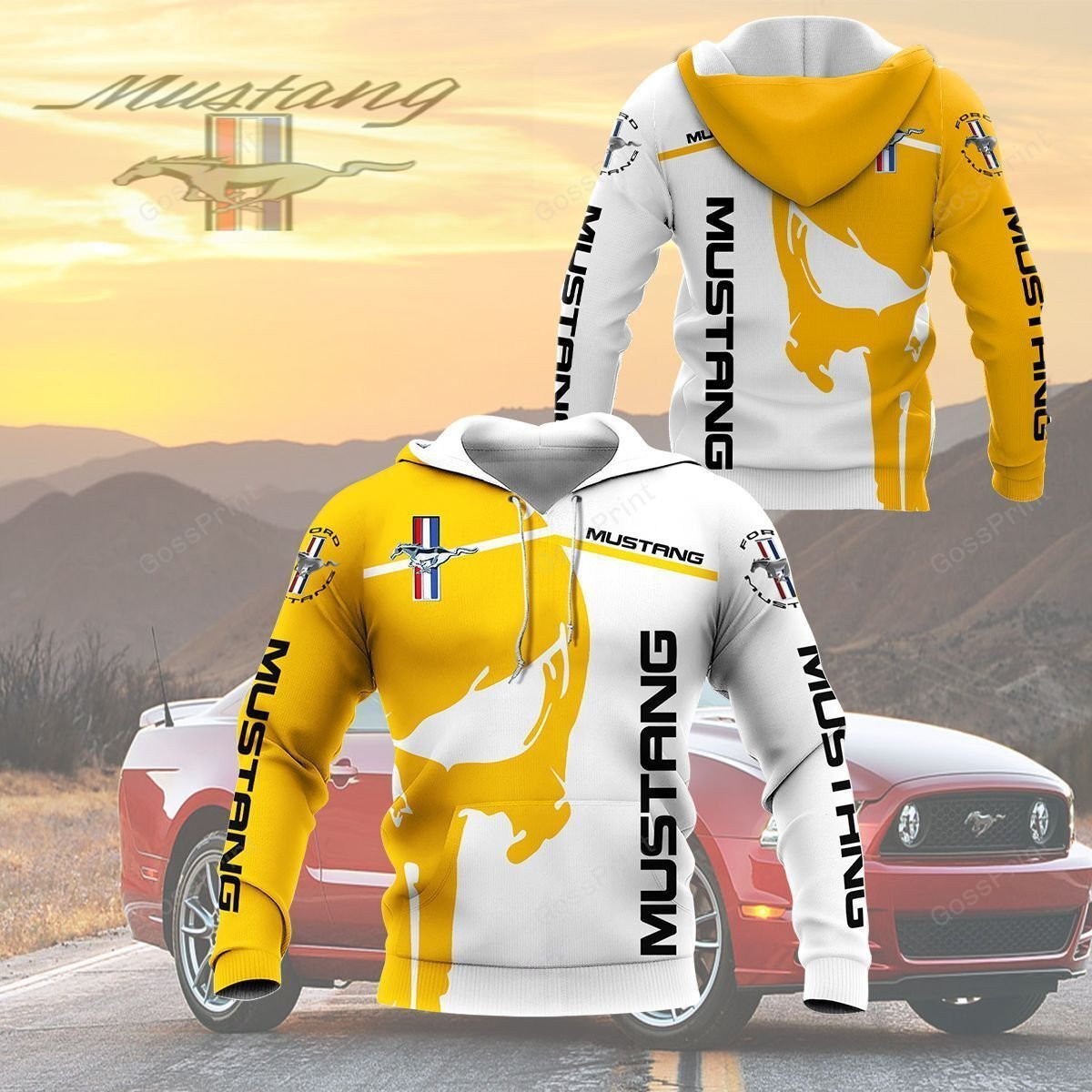 3D All Over Mustang Shirt Ver1 (Yellow)