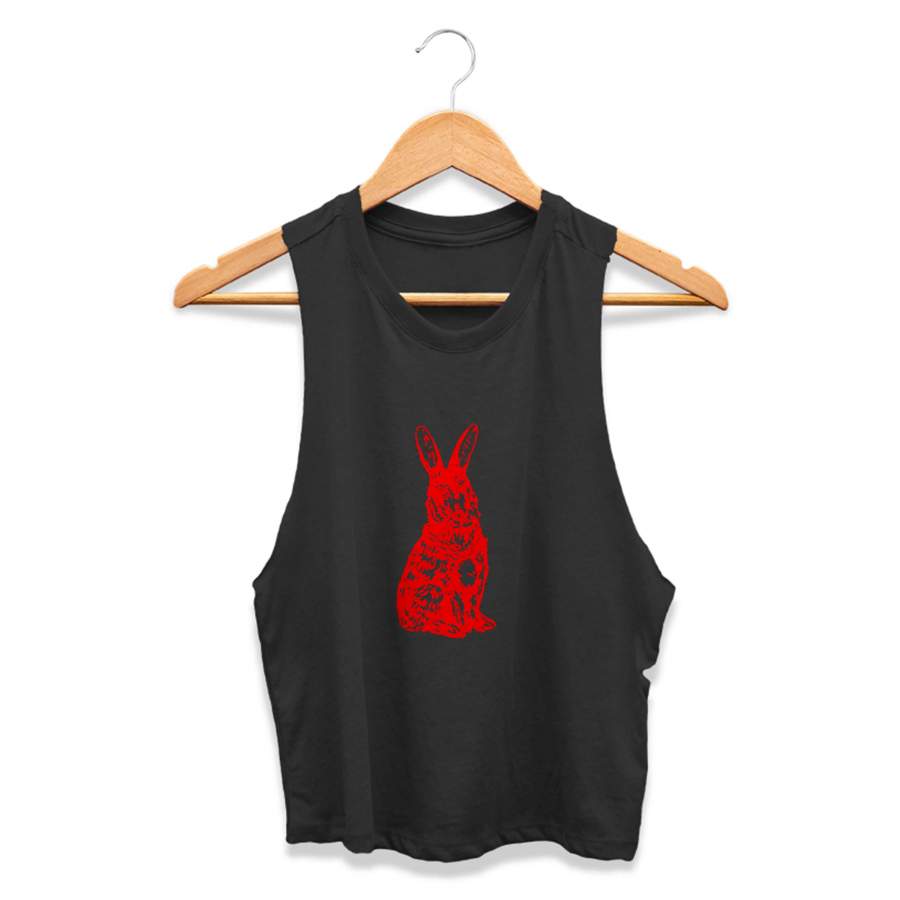 Marsala Rabbit Alice Eco Friendly Animal Cranberry CPY Womans Crop Tanktop Tee