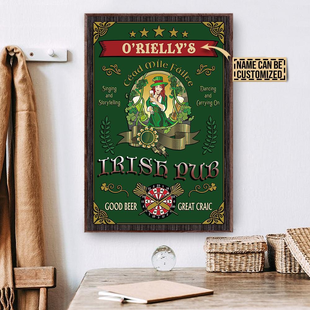 Aeticon Gifts Personalized Beer Girl Irish Pub Great Craic Canvas Mom Dad Gift Home Decor