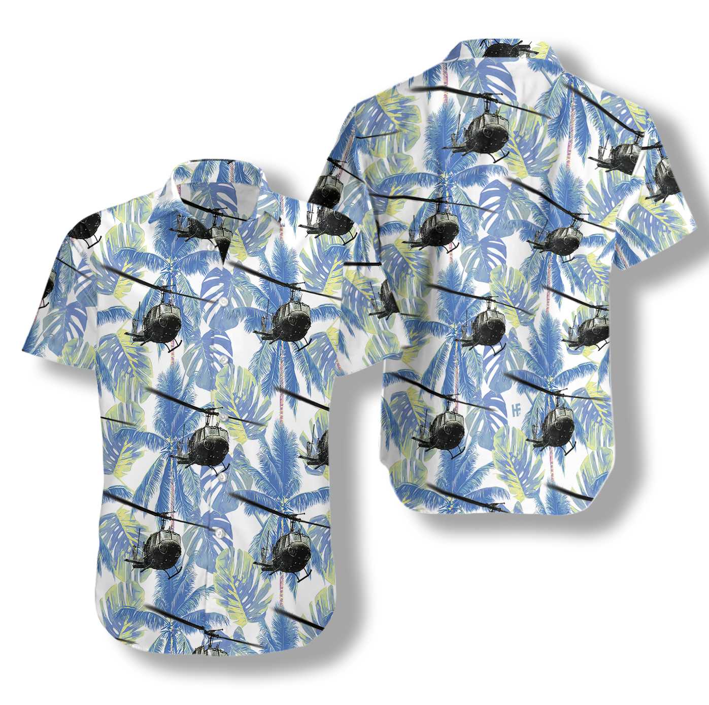 Navy Bell Twin Huey Hawaiian Shirt - Pinotee Store