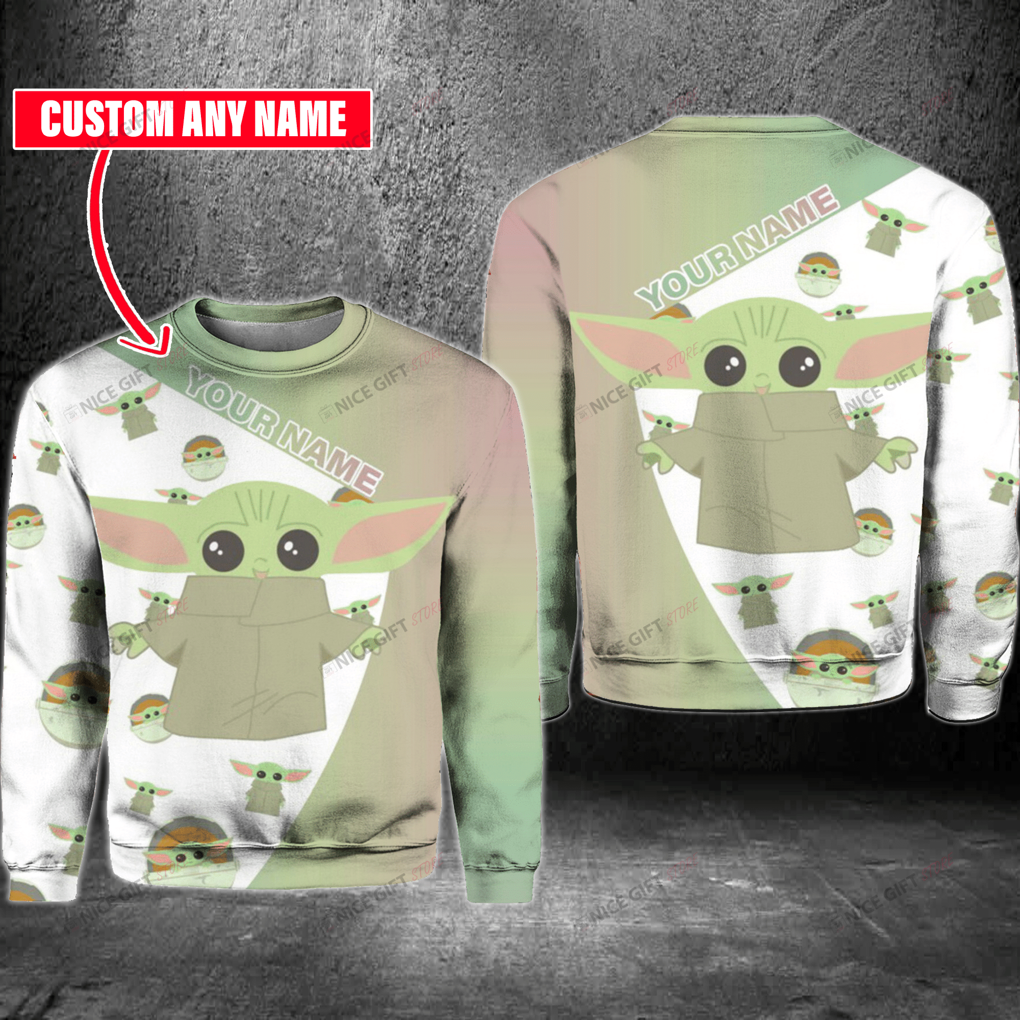 Grogu Personalized Crewneck Sweatshirt 3Cs-V4T1