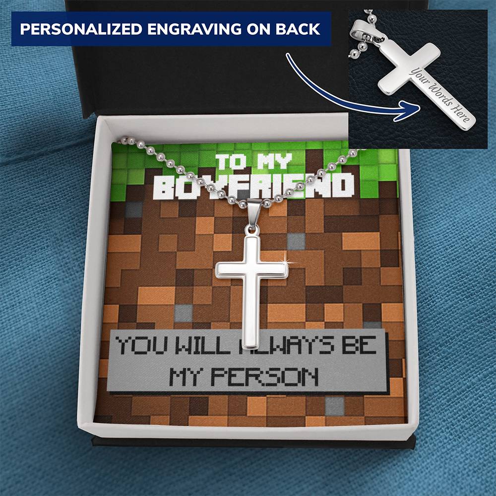 To My Boyfriend, Cross Necklace, Gift For Boyfriend, Gift From Girlfriend, Real Gold Cross Necklace, Valentine’S Day Gift, Boyfriend Gifts . Minecraft Lover