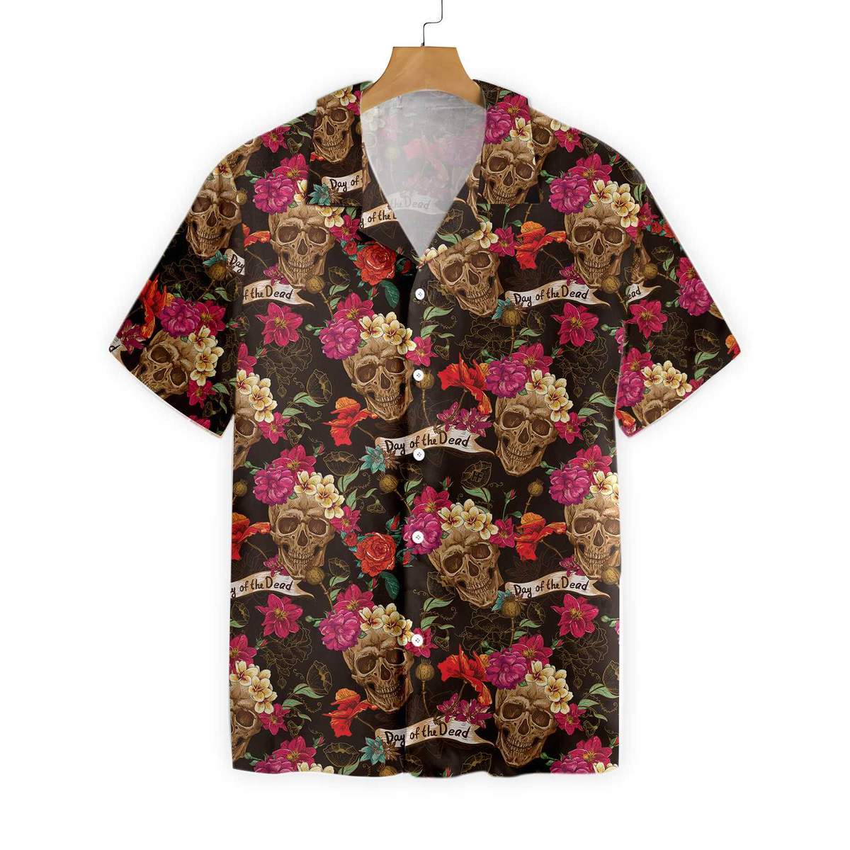 Skull And Flowers Day Of Dead Hawaii Shirt Ha50009