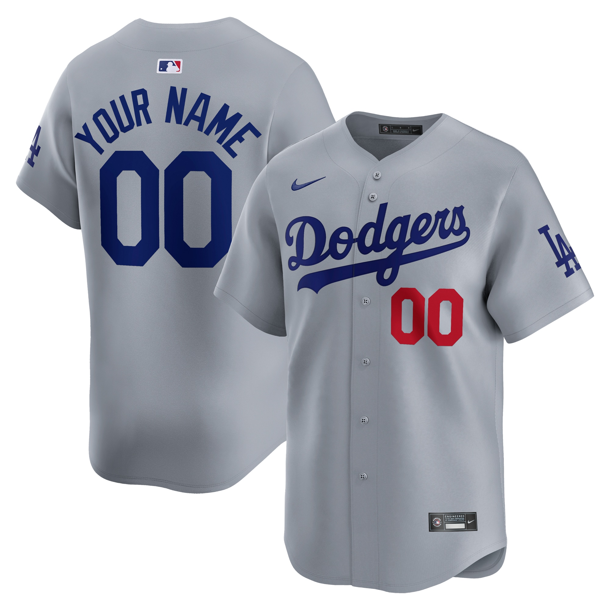 Los Angeles Dodgers Road Limited Custom Jersey  Gray