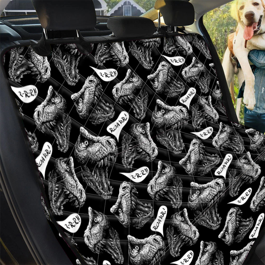 Black And White T-Rex Dinosaur Print Pet Car Back Seat Cover