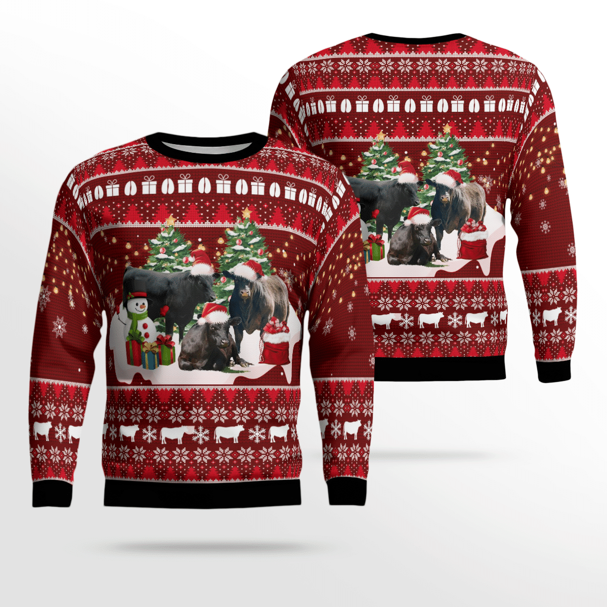 Black Angus Cattle Ugly Christmas Sweater, All Over Print Sweatshirt