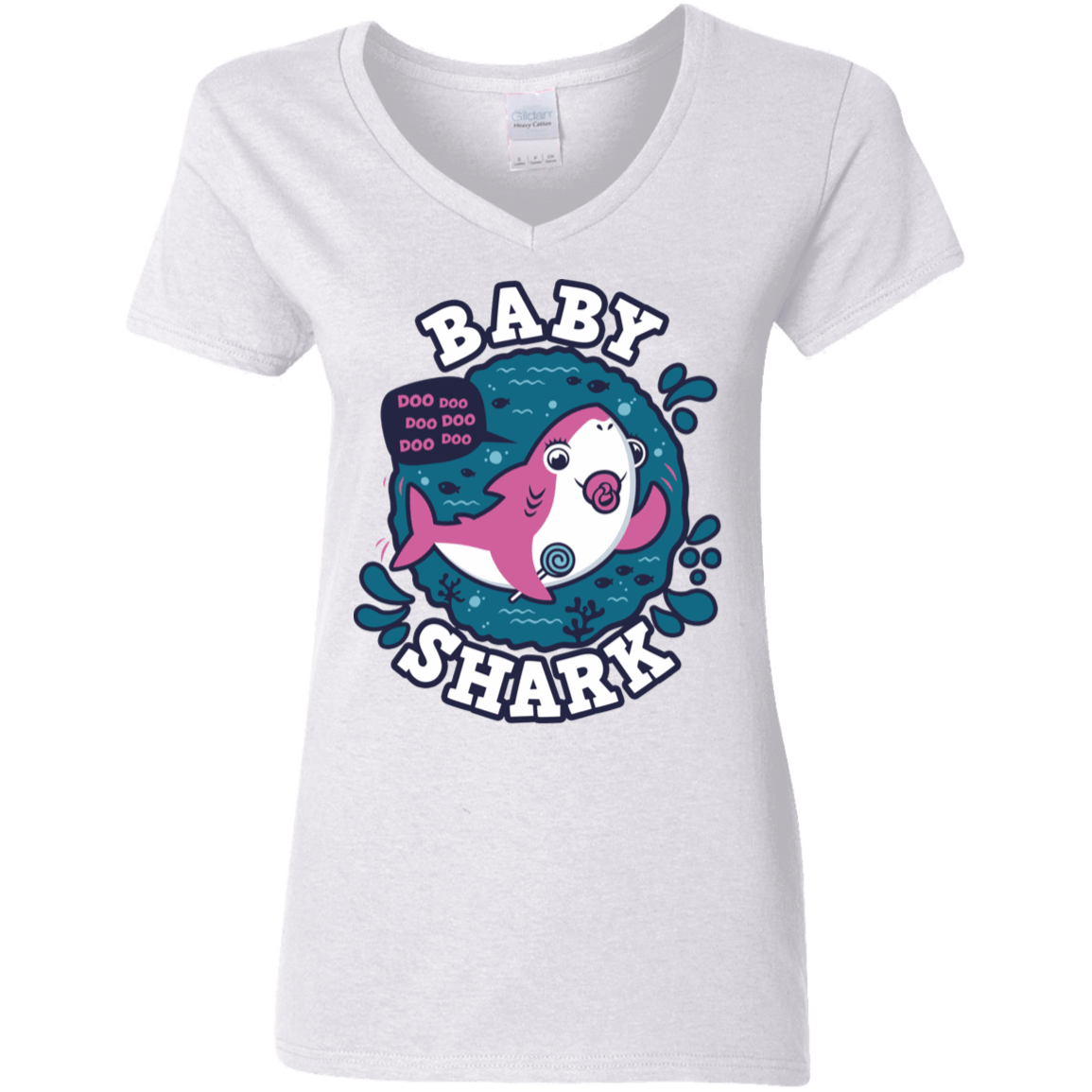 Shark Family Trazo – Baby Girl Chupete Women’S V-Neck T-Shirt