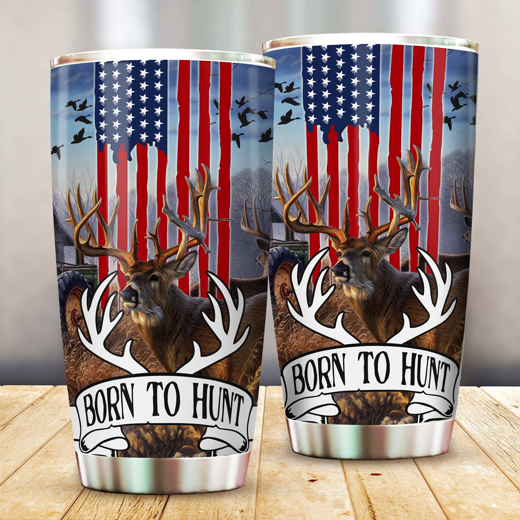 Born To Deer Hunting Whitetail  All Over Print Tumble