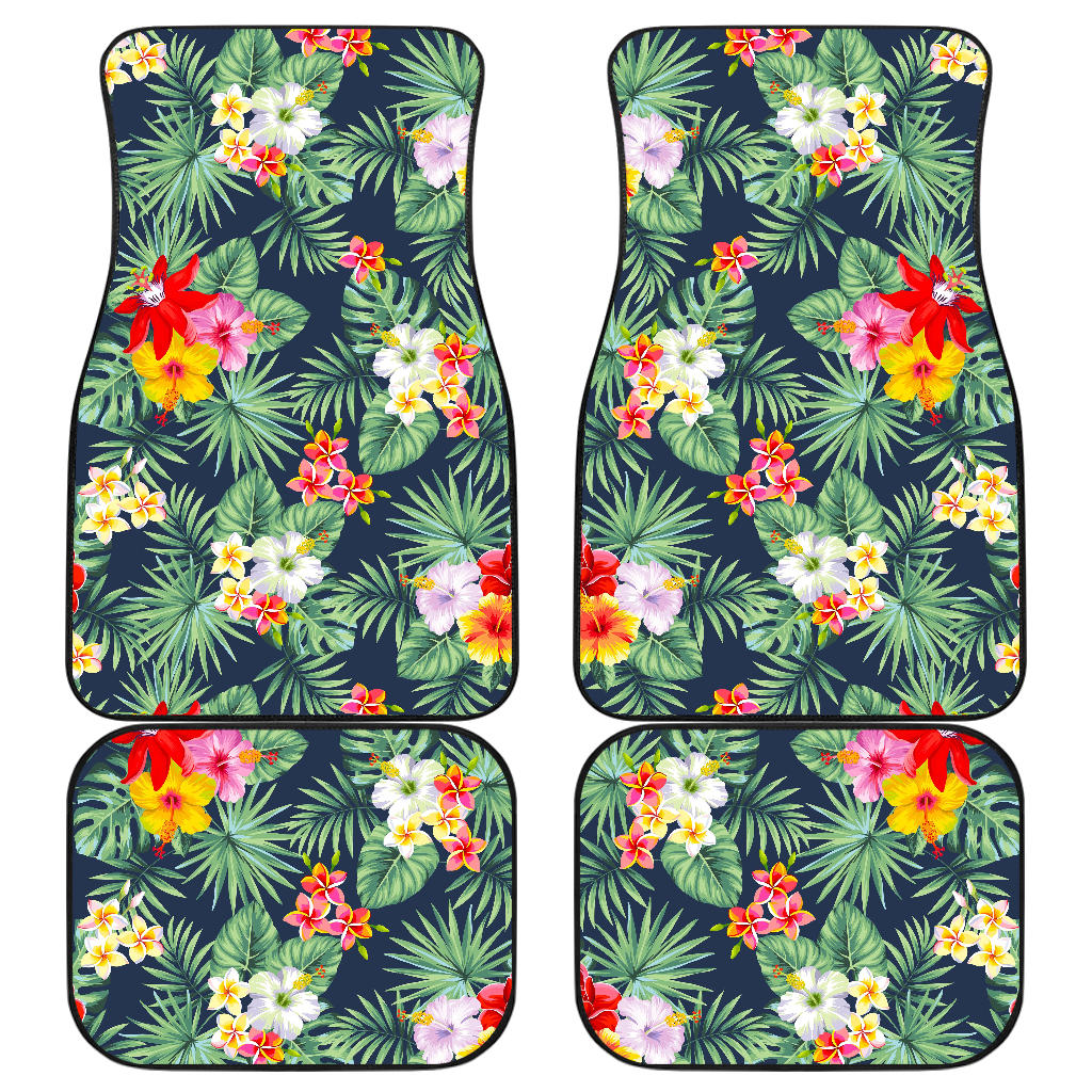 Summer Tropical Hawaii Pattern Print Front And Back Car Floor Mats, Front Car Mat