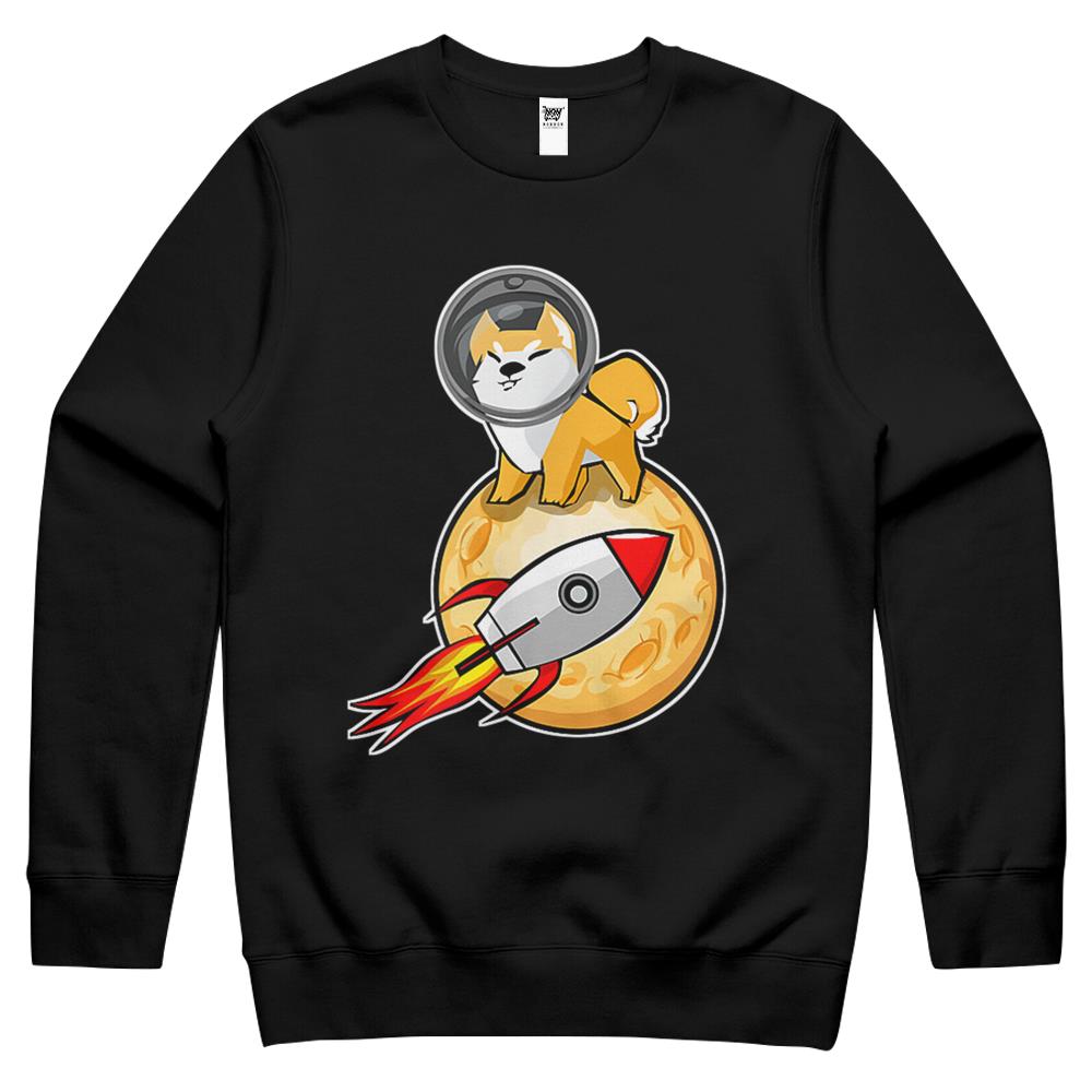 Shiba Inu To The Moon Crypto Meme Design Crewneck Sweatshirt