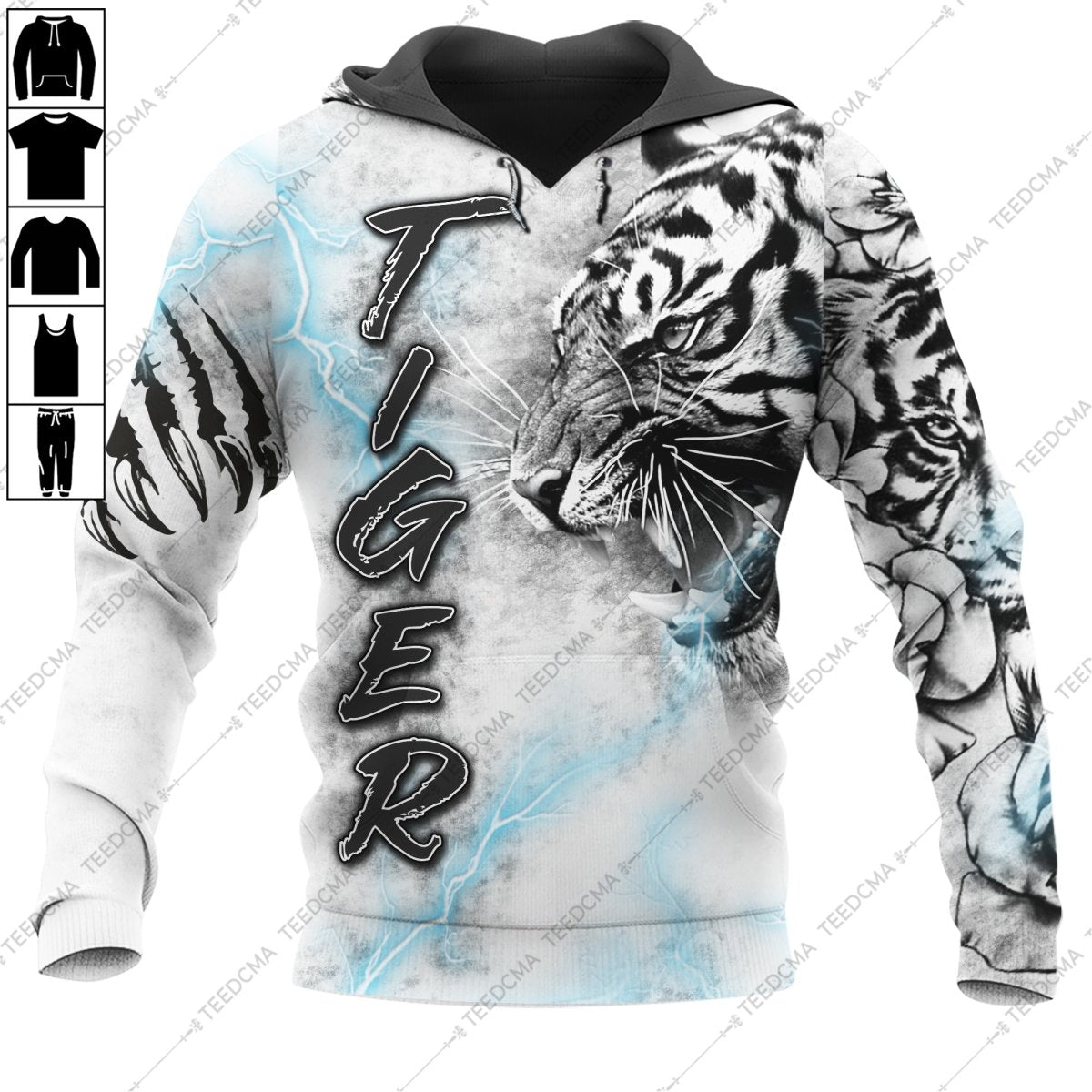 Tiger Lightning 3D All Over Printed Apparel