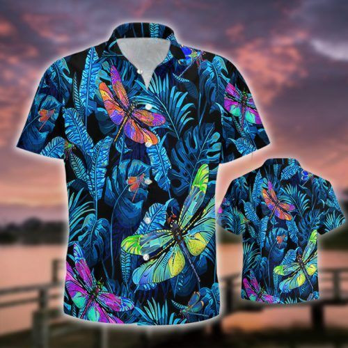 Dragonfly Tropical Hawaii Graphic Print Short Sleeve Hawaii Shirt Size S Ha96988