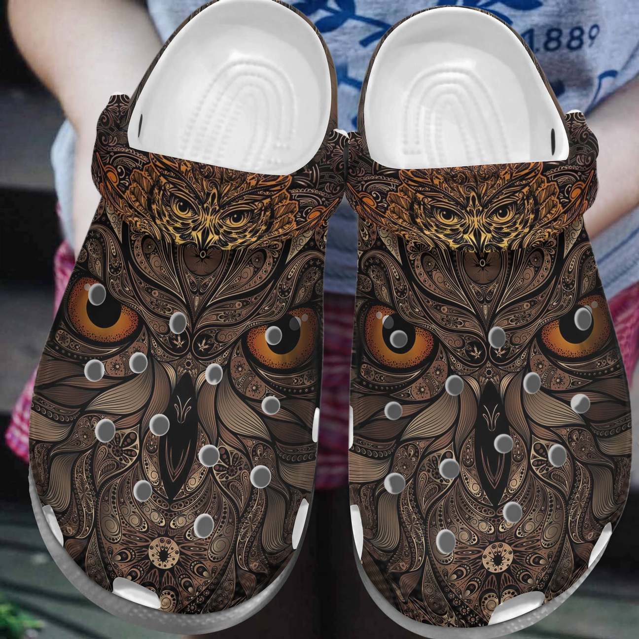 Owl Personalized Clog, Custom Name, Text, Color, Number Fashion Style For Women, Men, Kid, Print 3D Mandala Pattern