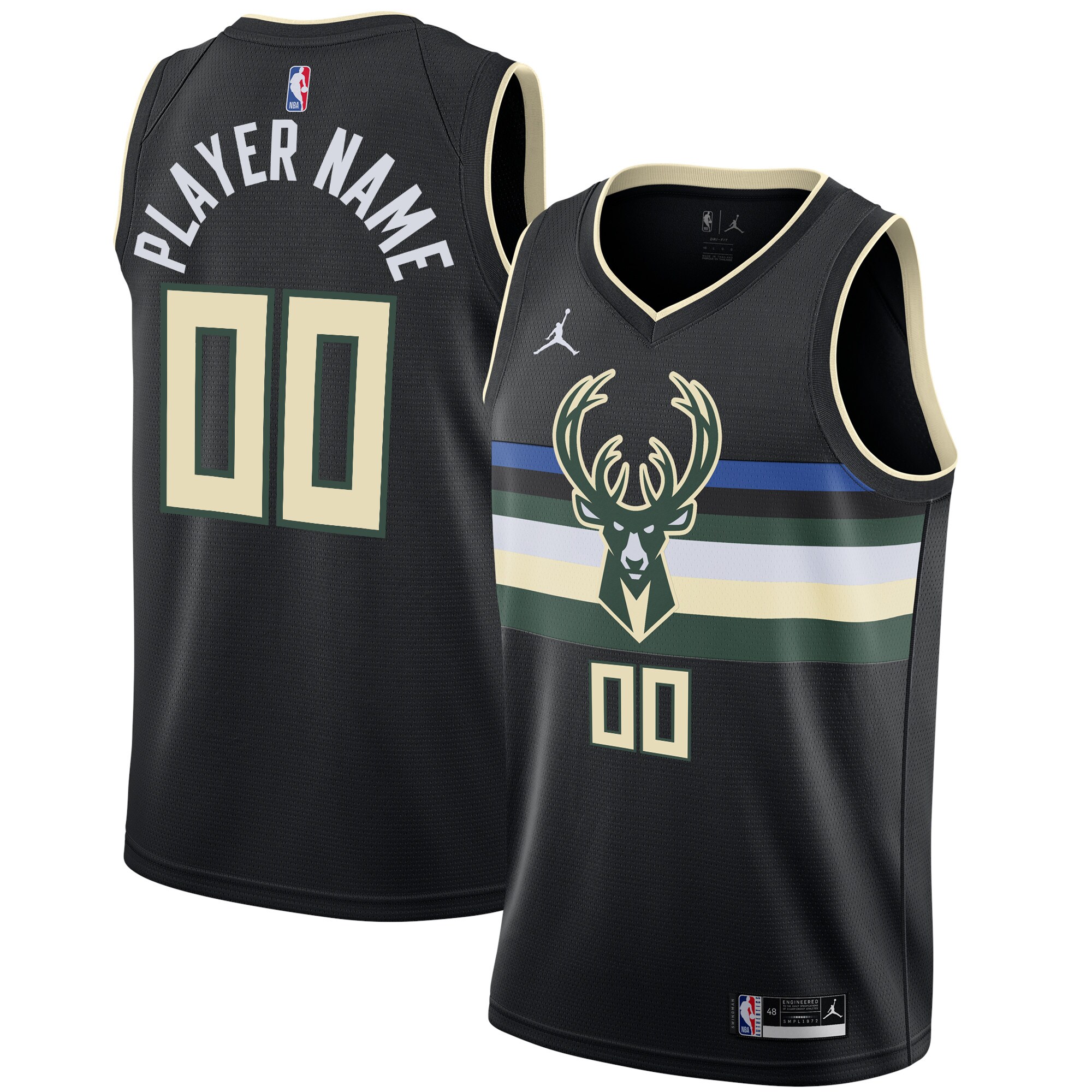 Milwaukee Bucks Jordan Brand Swingman Custom Jersey – Statement Edition – Black