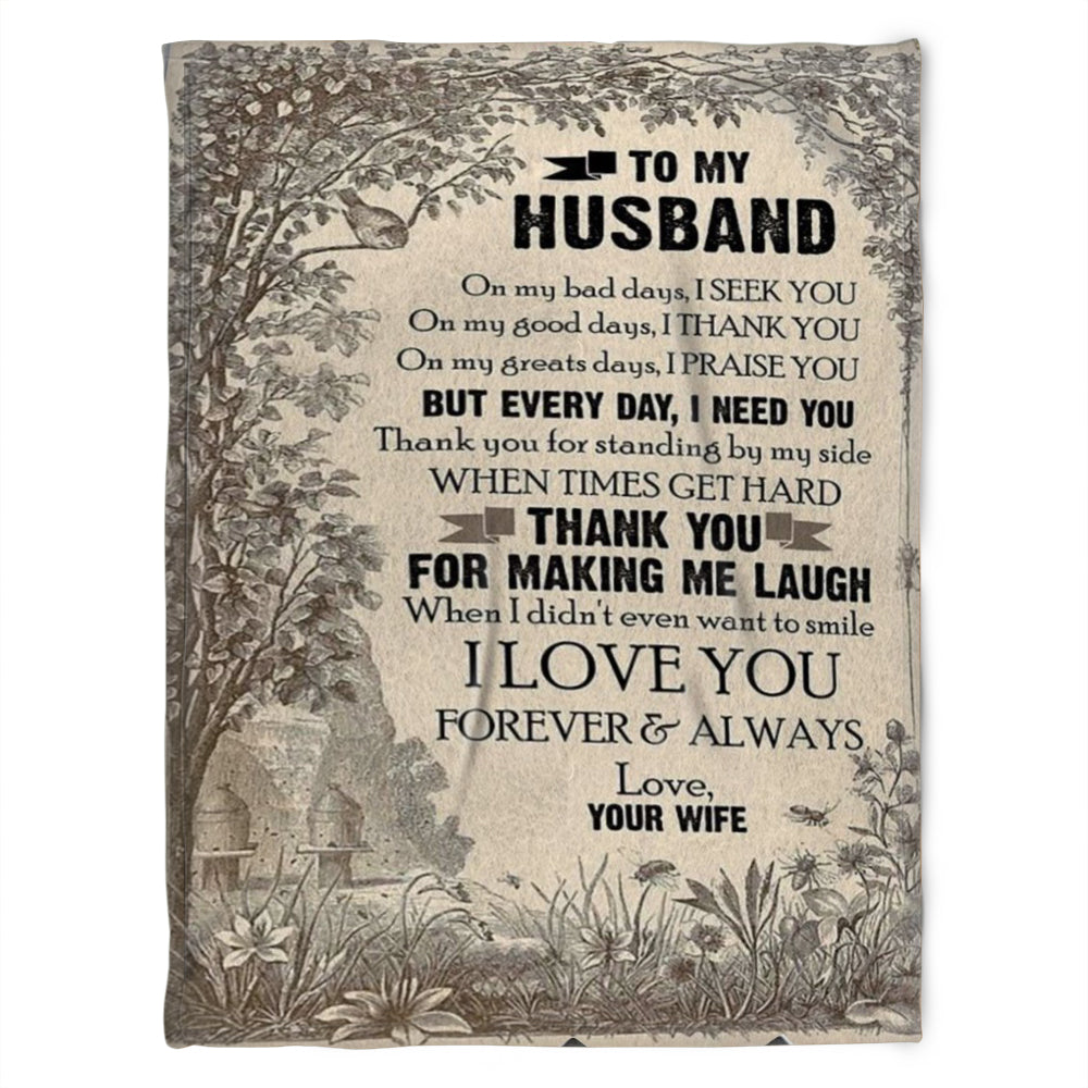 To My Husband Blanket. Thank You For Making Me Laugh. Gift For Husband Family Home Decor Bedding Couch Sofa Soft And Comfy Cozy