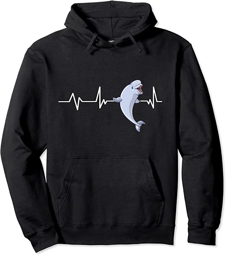 Beluga Whale Heartbeat Beluga Whale Gift Beluga Whale Pullover Hoodie