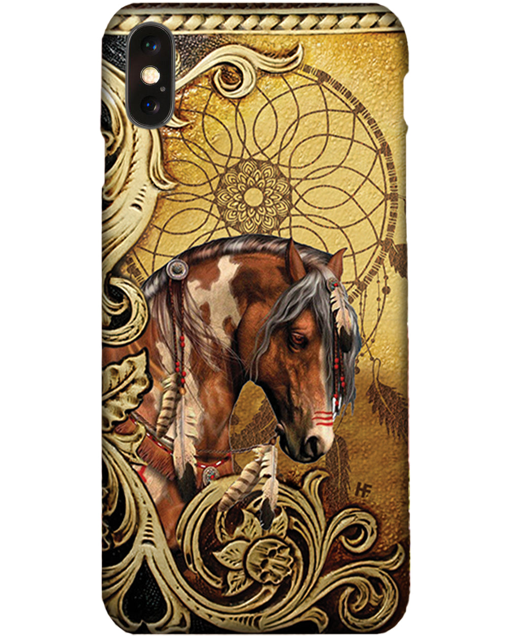 Vintage Horse Spirit Native American Hard Phone Case, Dreamcatcher Pattern Native American Phone Case Iphone