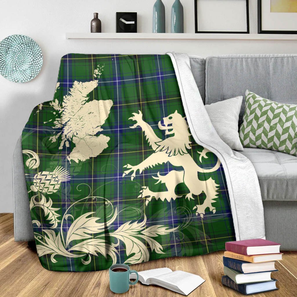 Tartan Blanket Henderson Modern Tartan Scotland Lion Thistle Map Plaid Blanket