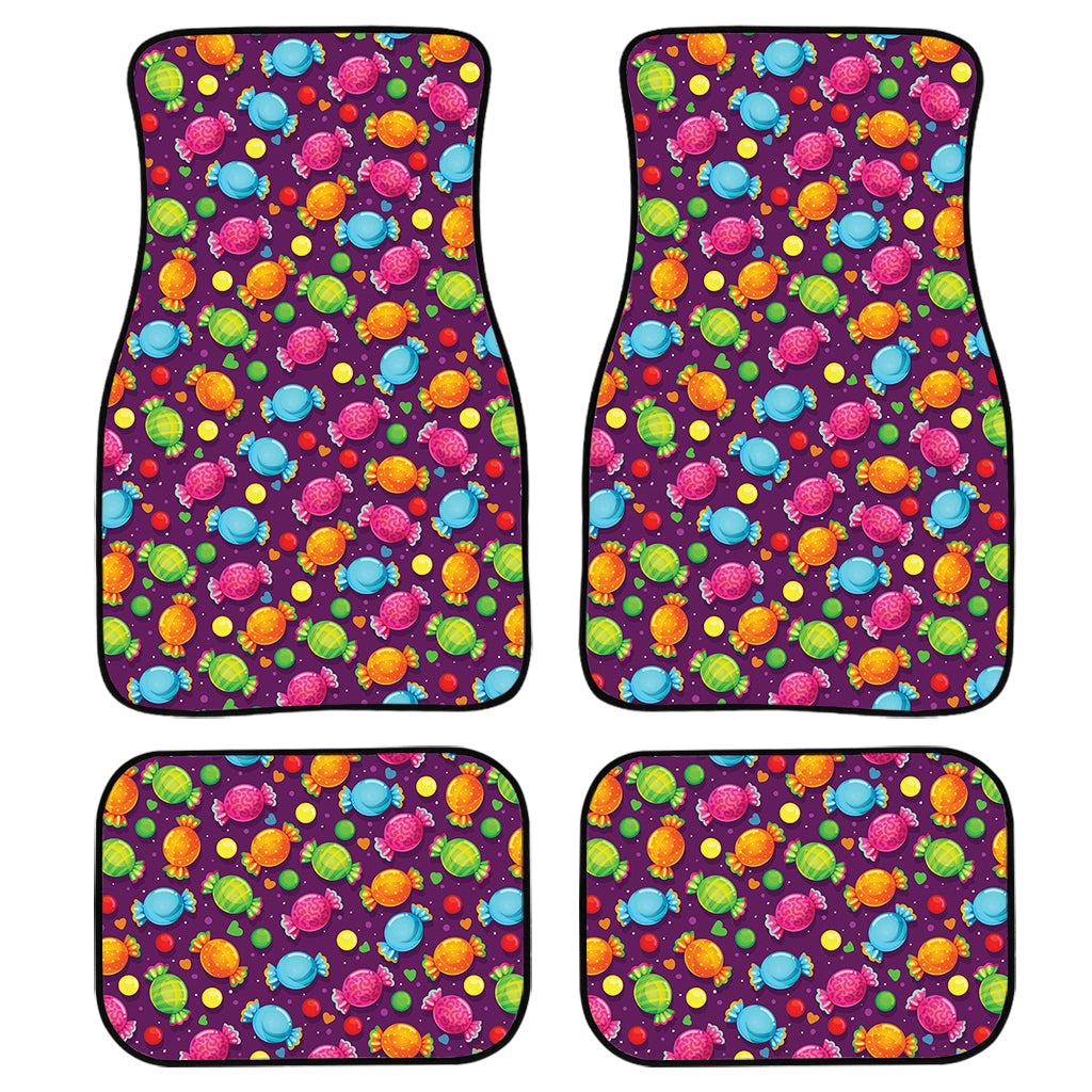 Sweet Candy Pattern Print Front And Back Car Floor Mats