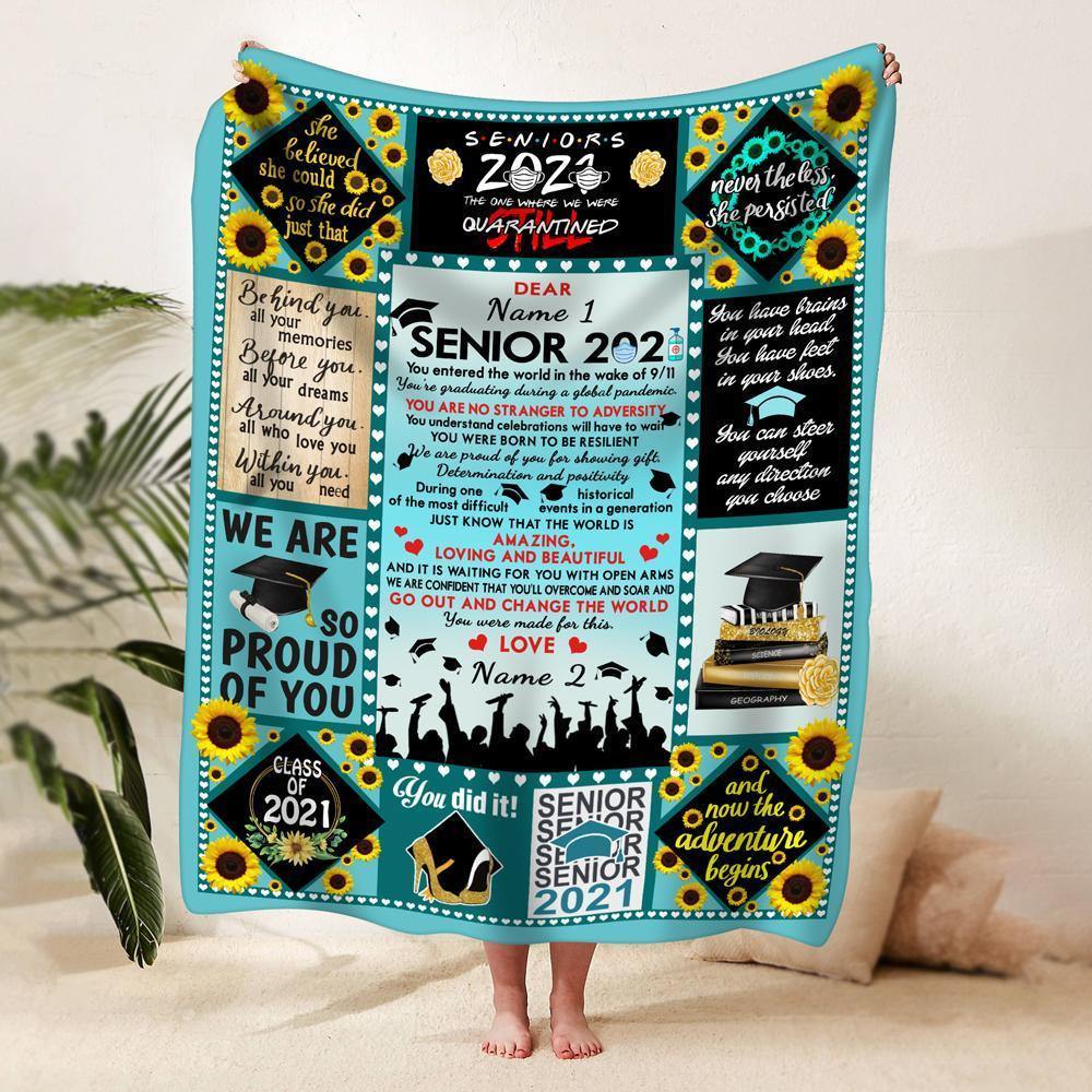 [Personalized Name] To Senior 2021 Daughter Graduation – Gift For Bedding Decor Home Decor Gift For Family – Sherpa Blanket Fleece Blanket