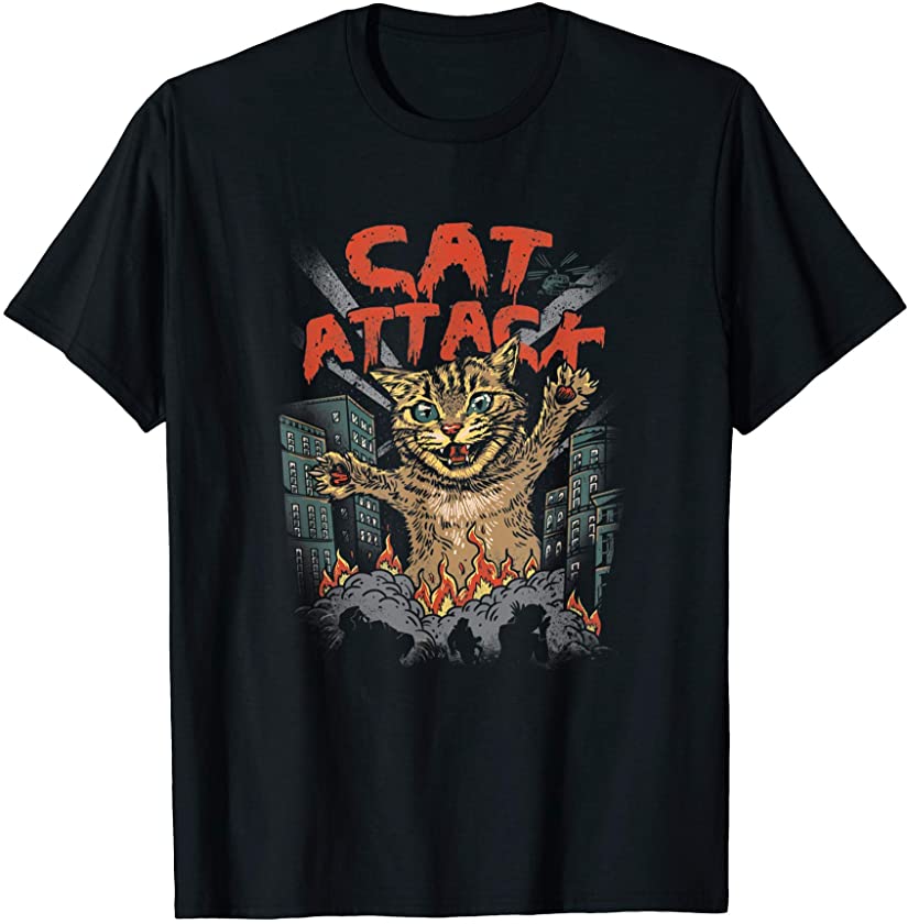 Cat Attack Destroys City Cats Kittens Lovers Gift T-Shirt