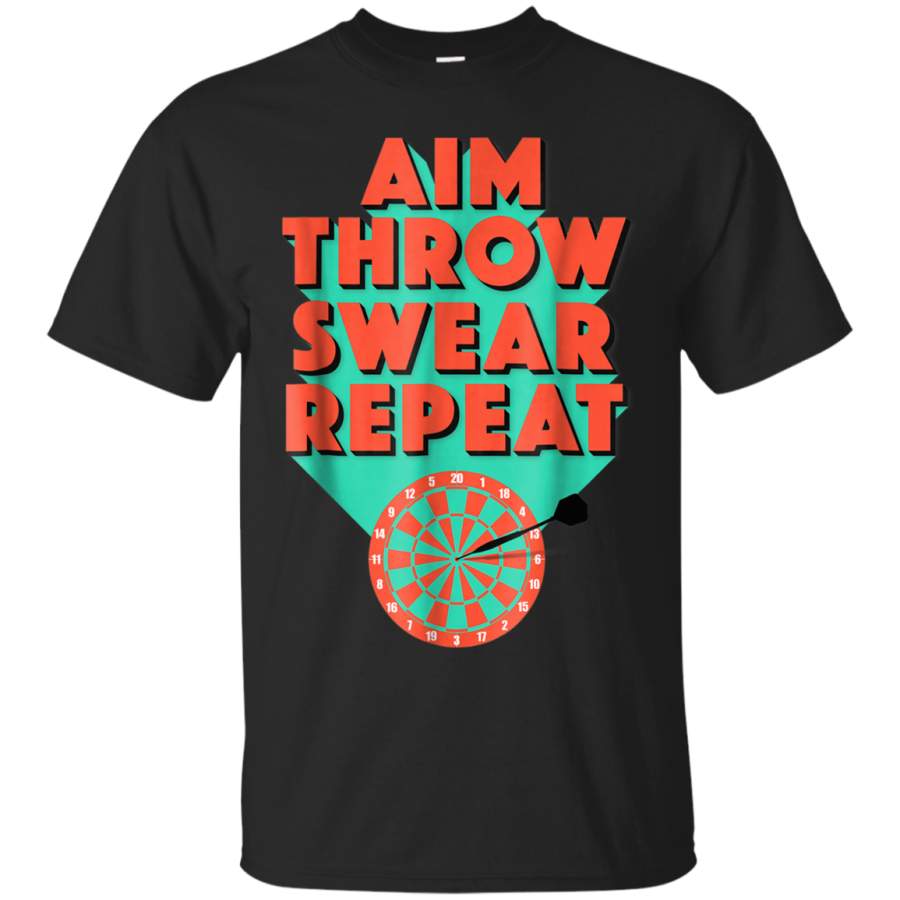 AGR Aim Throw Swear Repeat Funny Darts Game T Shirt