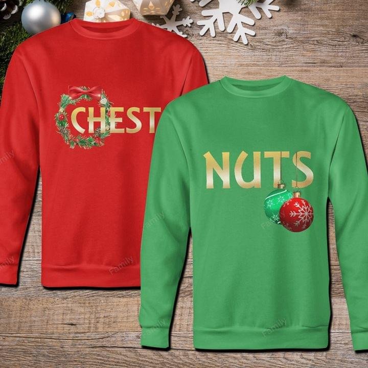 Couple Shirts Chest – Nuts Xmas Sweater Matching Couple, Valentine Gifts, Christmas Gift Graphic Unisex T Shirt, Sweatshirt, Hoodie Size S – 5Xl