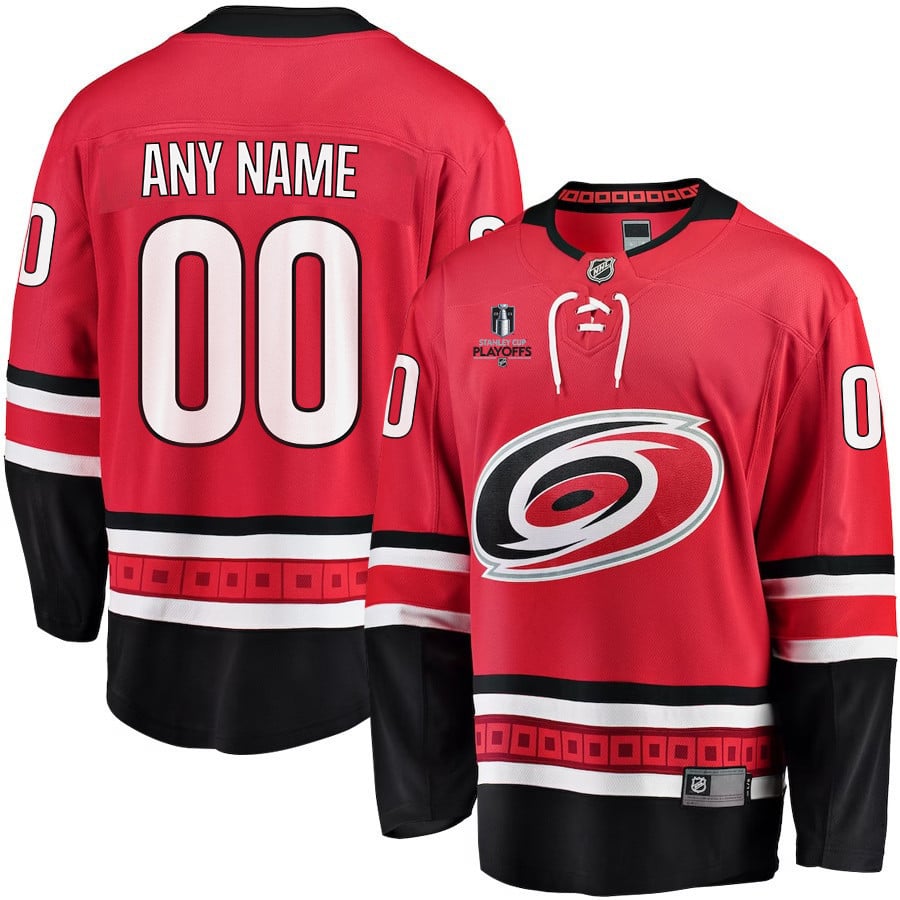 Carolina Hurricanes Stanley Cup 2023 Playoffs Patch Home Breakaway Custom Men Jersey – Red